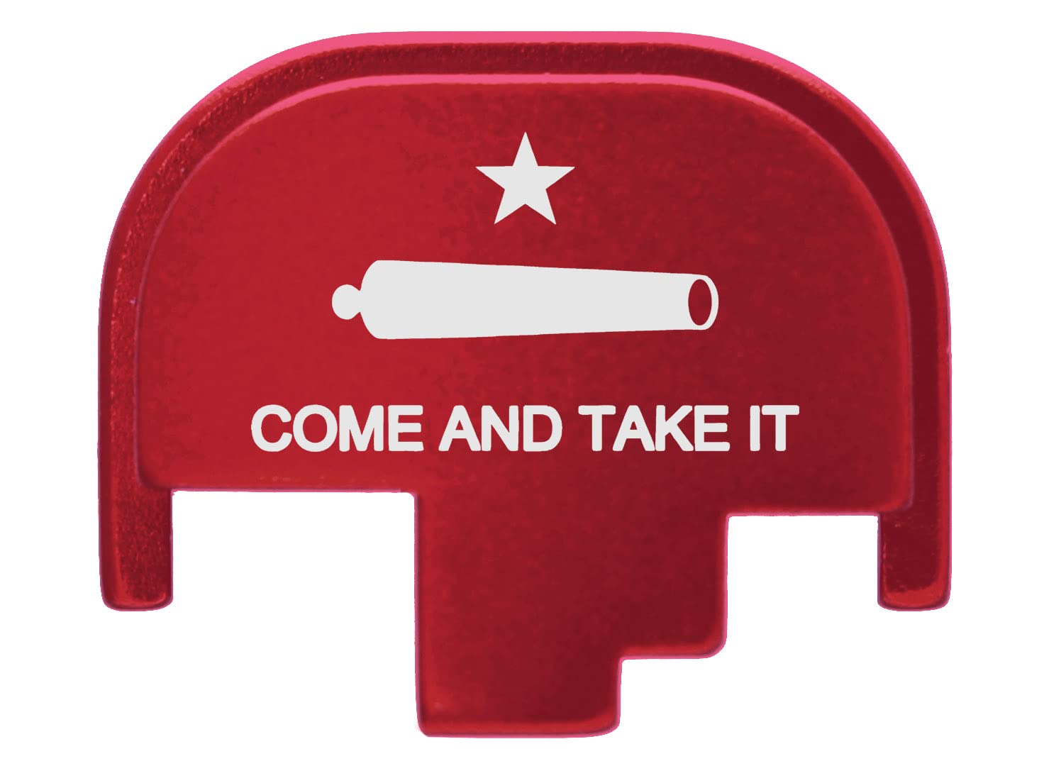 NDZ Performance Rear Slide Cover Plate for Smith & Wesson M&P M2.0 Full Size & Compact 9MM .40 S&W .357 Sig .45 ACP Laser Engraved Aluminum in Red - Come and Take It Cannon