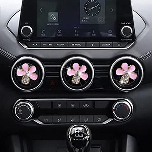 Image of Bling Daisy Air Vent Clips, 3 Pcs Cute Flower Car Air Fresheners Vents Clips Diamond Vent Clip Car Interior Decor Charm Cute Car Accessories Car Decoration for Women (Pink)