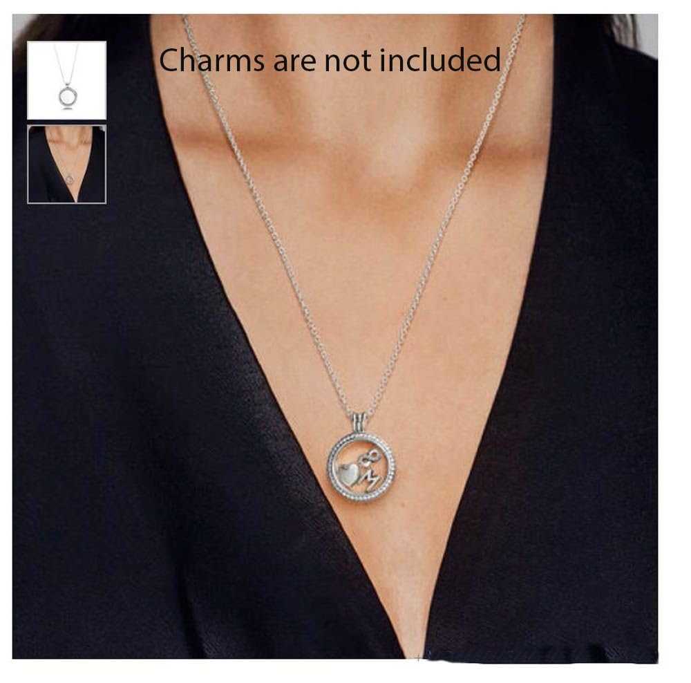 1 collana con medaglione galleggiante in acciaio inox, ideale come regalo per anniversario, compleanno, mamma, Peltro