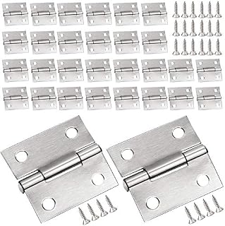 Winfred 30 Pack Mini Hinge 26mm Stainless Steel Butt Door Hinges Miniature Furniture Hardware Door Hinge with Screws for DIY Jewelry Boxes Doll Houses Cabinet Closet Tool Box