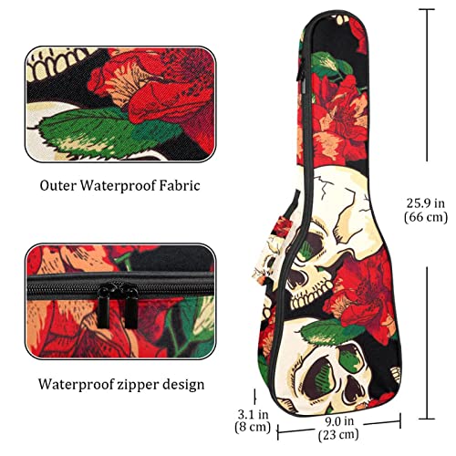 Housse pour ukulélé avec motif tête de mort en sucre et rose 10 mm – Rembourrage épais de 53,3 cm – Avec sangles… - Les Beatles, Paul McCartney, John Lennon, RIngo Starr, George Harrison Housse pour ukulélé avec motif tête de mort en sucre et rose 10 mm - Rembourrage épais de 53,3 cm - Avec sangles… – Image 5