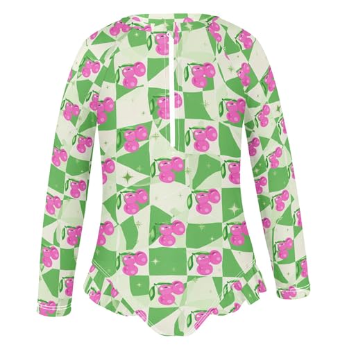 Cherry Fruit Girls Long Sleeve Rashguard Swimsuit UV Protection One-Piece Swimwear Bathing Suit B04047082