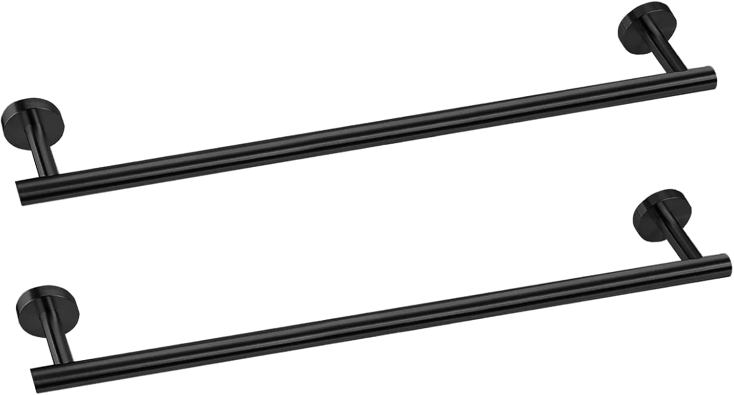 Cilee 2 Pieces Matte Black Bathroom Towel Bar, 24 Inch