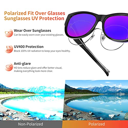 Image of GEGURI Polarized Sunglasses Fit Over Glasses for Men Women, Oversized Square Sun Glasses UV400 Protection Shades