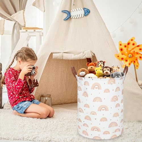 Image of Boho Rainbow Laundry Hamper,Girls Laundry Hamper,Waterproof foldable canvas laundry basket,Baby Nursery Hamper,Gift Basket,Room Decor(Rainbow)