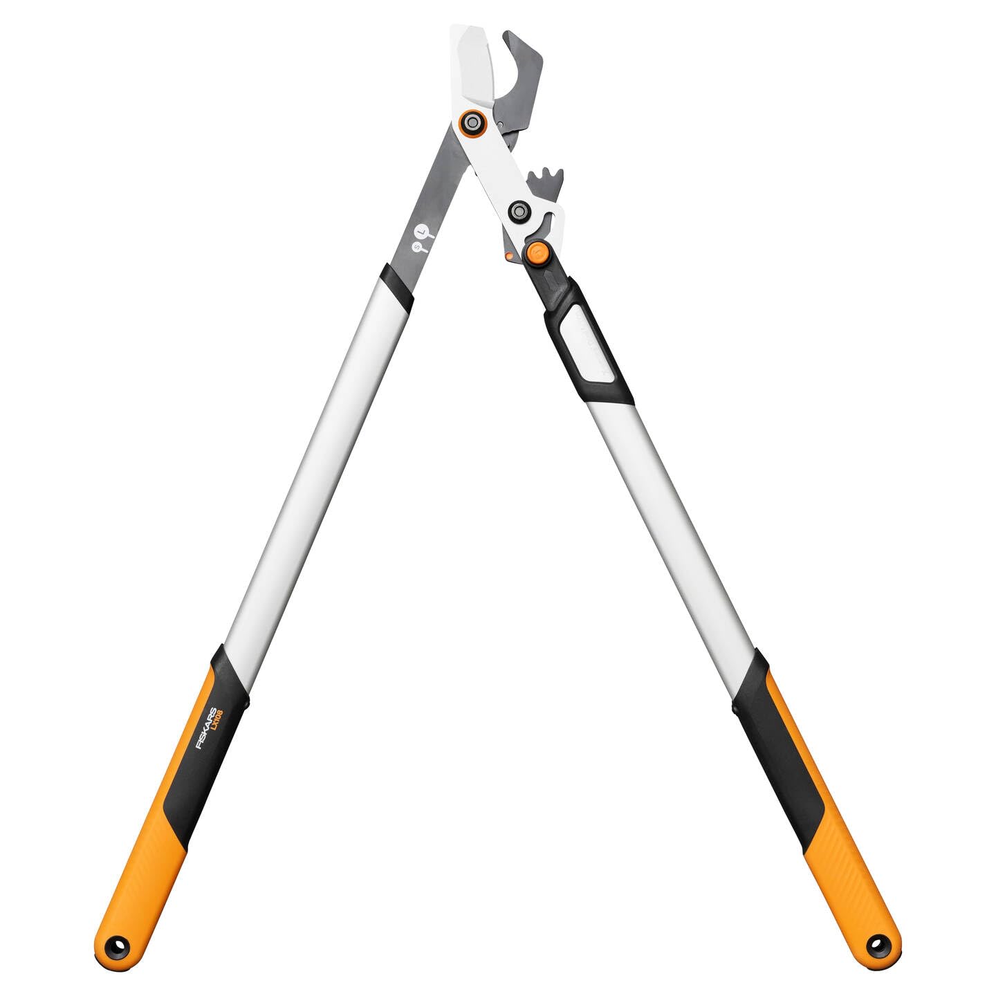 Fiskars X-Series DualAction Sécateur Bypass LX108, Mode 2-en-1 pour des Coupes Rapides ou Puissantes, Lames en Acier Antiadhésif/Bras en Aluminium Léger avec Poignée Souple, Noir/Orange, 1080133