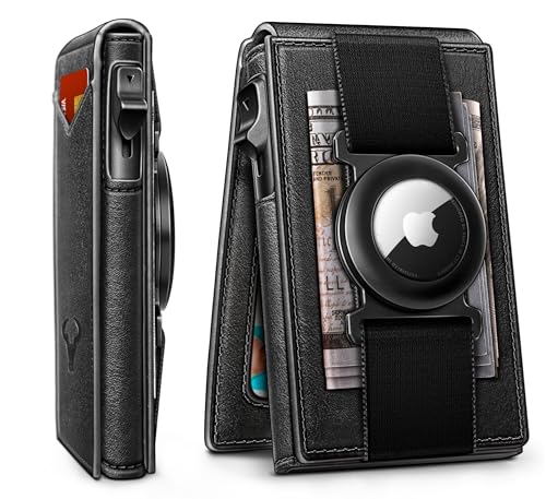 Image of BULLIANT Men Slim Leather Wallet Metal Case Money Clip-Magnetic Closure