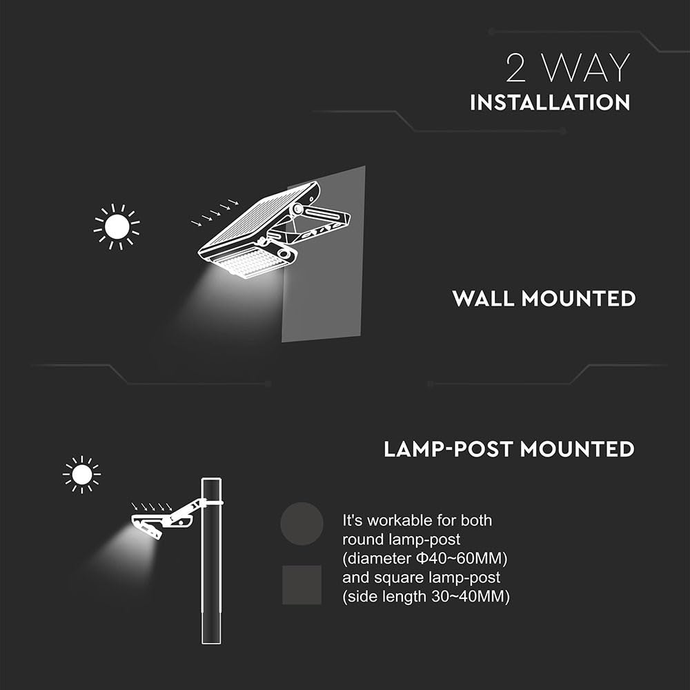 V-TAC VT-787-10 - Foco solar LED de 10 W con sensor delgado, color negro, 4000 K