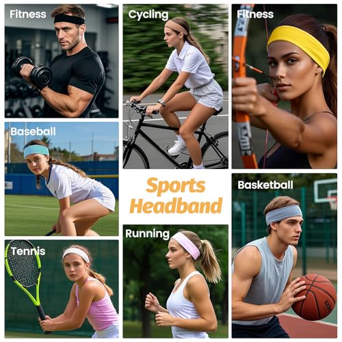 Image of Headbands for Women - 6 Pack Wide Elastic Hair Bands | Stretchy Sweatbands Hair Bands | Soft Sports Thin Head Bands | Non-Slip Accessories Bands for Fashion, Washing Face, Workouts, Yoga, Daily Use