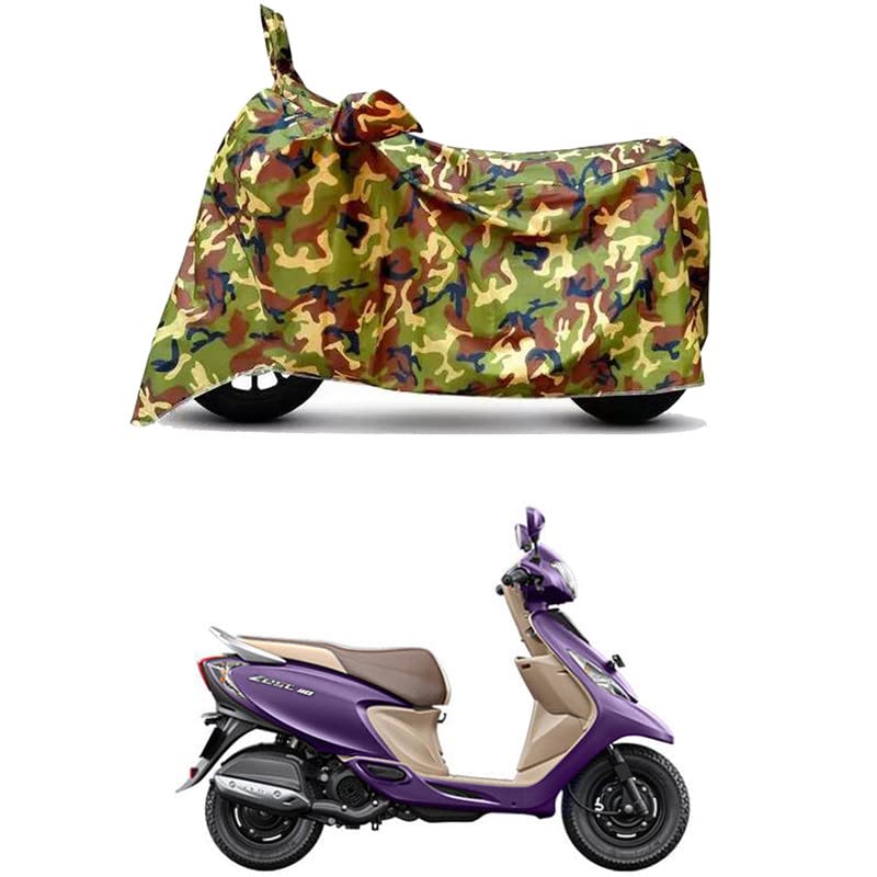 Image of Waterproof 100% PVC Coated Bike Scooty Two Wheeler Body Cover Compatible for TVS Scooty Zest BS6 /UV-Rays /Heat Protection /Birds Dropping /Scratchproof /Dust Proof [6X6 Jungle Print]