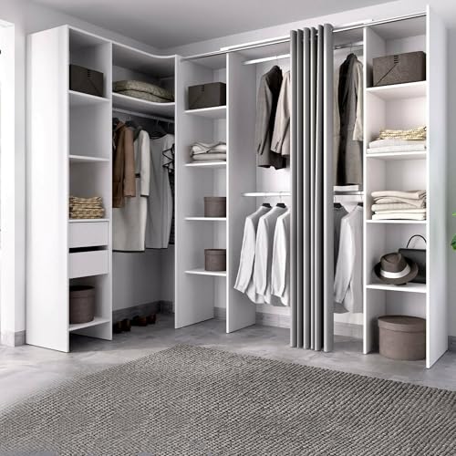 GUARDAROBA GRANDE - Mobile camera da letto, Cabina armadio portabiti, Armadio appendiabiti, 234x141 h205 cm, Bianco