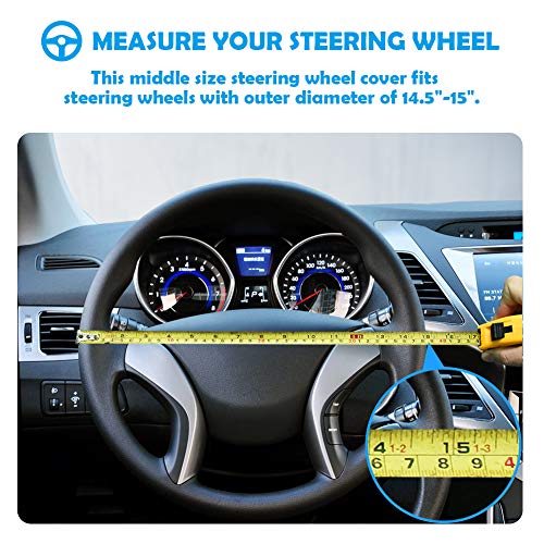 Ylife Microfiber Leather Car Steering Wheel Cover, Universal 15 inch Breathable Anti Slip Auto Steering Wheel Covers (Coffee)