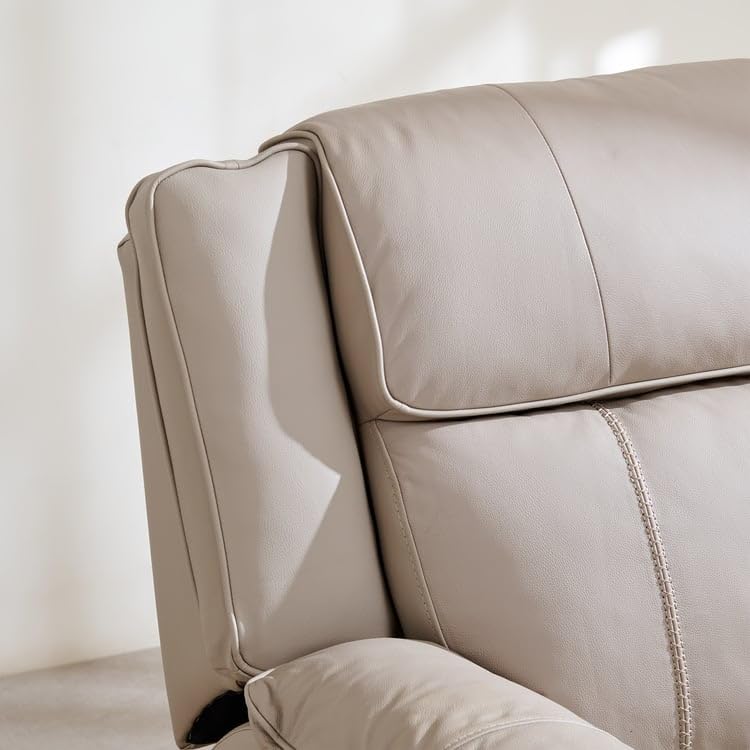 Image of Home Centre | Torino Half Leather 1-Seater Electric Recliner | Recliner Sofa for Living Room | Solid Wood | Grey | 2 Year Warranty