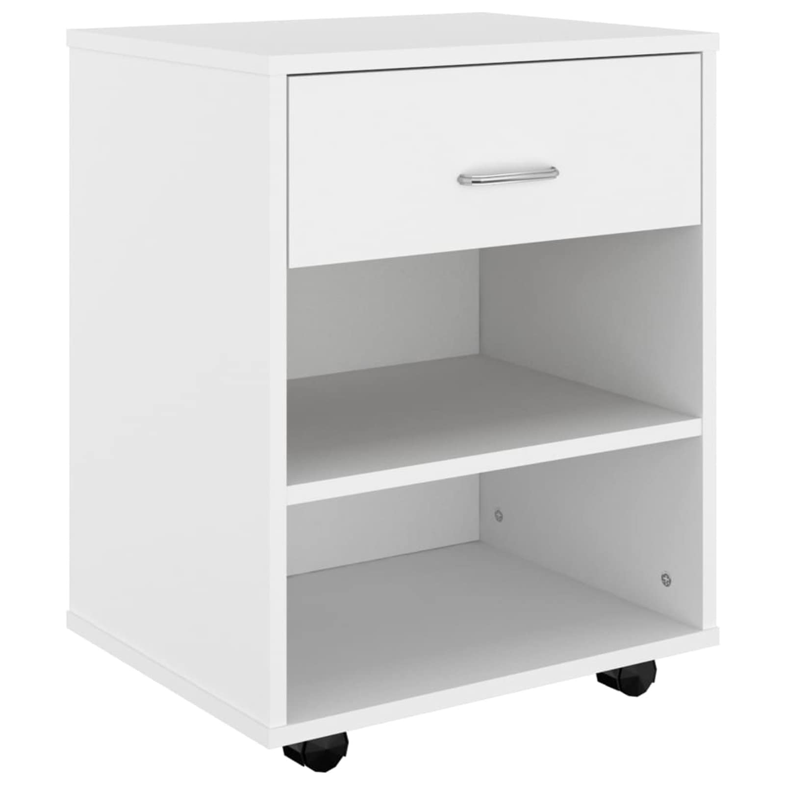 Homgoday Mueble con ruedas blanco, 46 x 36 x 59 cm, de madera contrachapada, mueble de muebles, armario, oficina, mueble de almacenamiento, estantes para ahorrar espacio