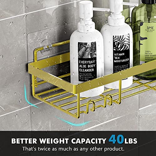 Moforoco Shower Caddy Shelf Organizer Rack, Self Adhesive Gold Bathroom Shelves Basket, Home Farmhouse Wall Shower Inside Organization And Storage Decor Rv Accessories, First Apartment Essentials #TOP3