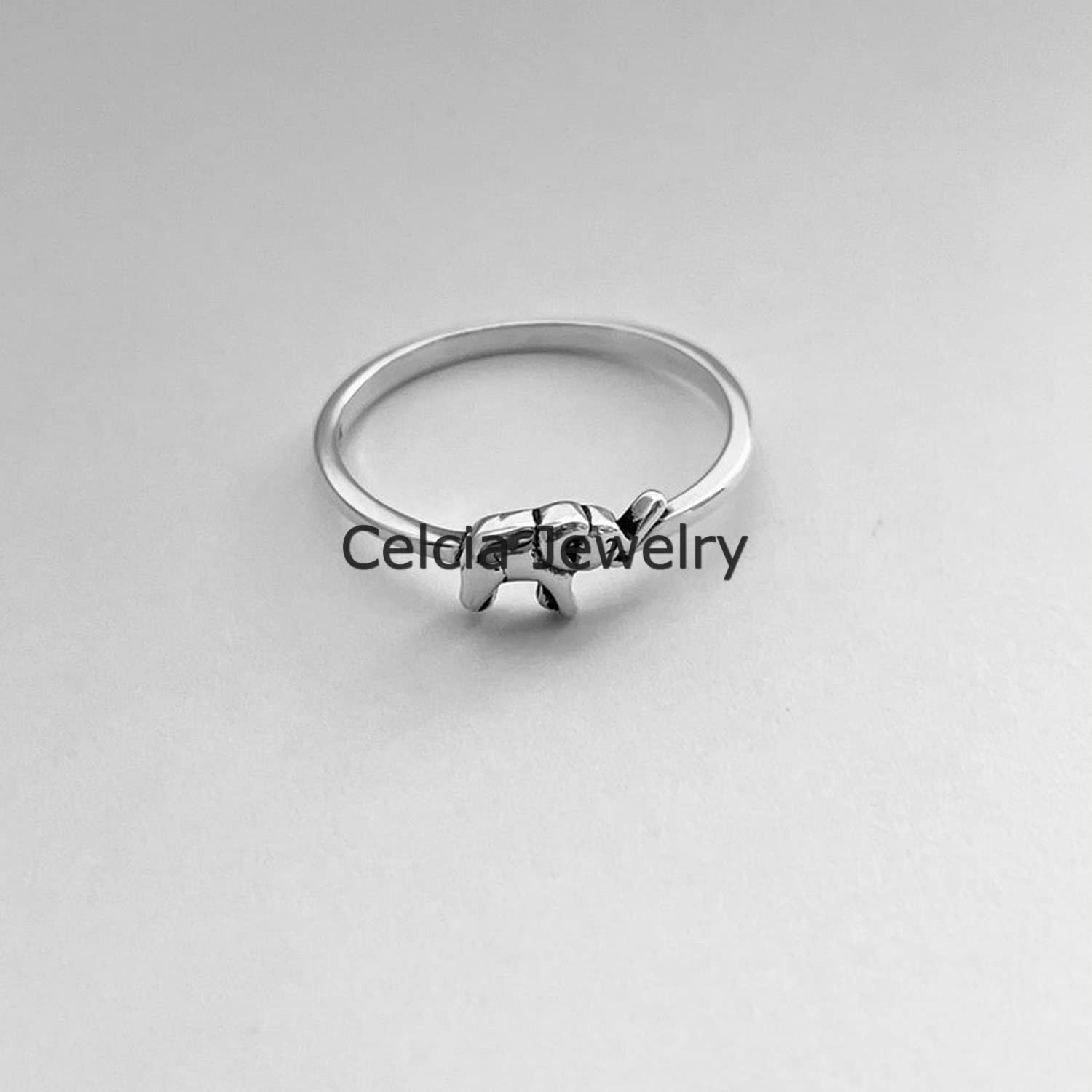 Anillo de elefante pequeño de plata de ley 925 real, anillo de buena suerte, anillo animal, anillo bohemio bohemio, joyería atractiva, anillo minimalista, anillo del día de la madre