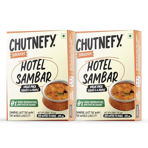 Image of Chutnefy Hotel Sambar | 75g Freeze-Dried Instant Dry Mix | Just Add Water to make 5-6 servings (375 g) each | 2 x 75g | 0% Preservatives or Additives
