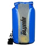 Aquafree アウトドア防水バッグ 12L ブルー 密封防水 円筒型 透明グリッド素材