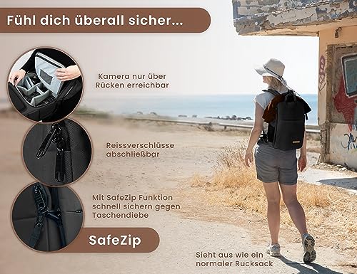 Fotorucksack Entdeckbag mit Diebstahlschutz und Hüftgurt