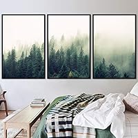 3 Piece Framed Canvas Wall Art Foggy Mountains Canvas Prints Home Artwork Decoration for Living Room,Bedroom - 16