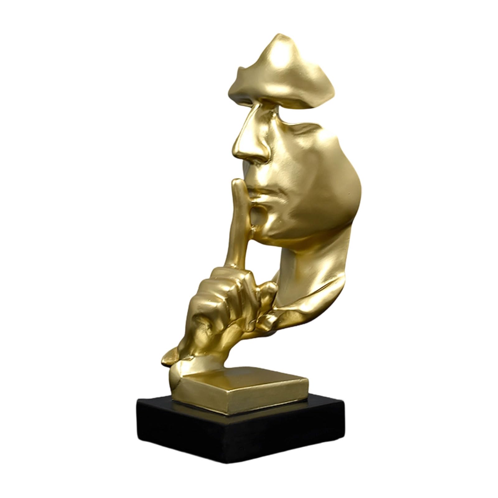 sugerou Decorative Resin Ornaments Abstract Faceless Sculpture - Modern Home Office Statue with Gold Black White Finish, Light Luxury Industrial Style Decor E