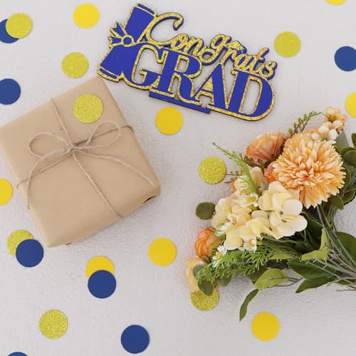 Image of 200Pcs Glitter Blue Yellow Gold Table confetti,Paper Circle Dots Confetti for Birthday Party Halloween Bachelorette Wedding Baby Shower Graduation Decorations