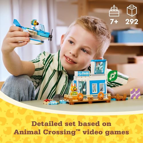 Image of LEGO Animal Crossing Fly with Dodo Airlines Airport Playset, Kids' Airplane Toy and Pilot Minifigure Inspired by The Video Game Series, Gift for Girls and Boys Ages 7 and Up, 77051