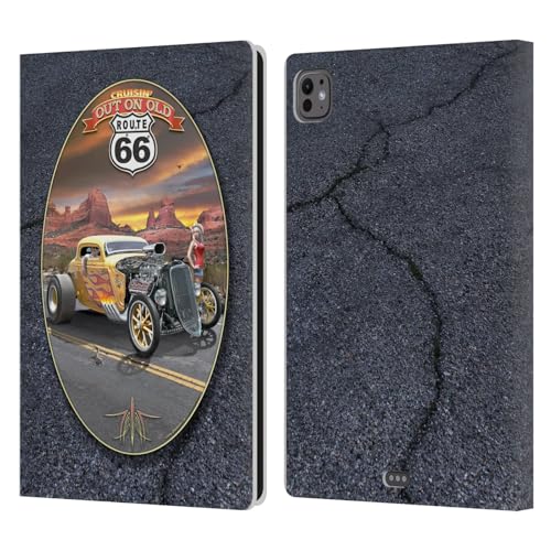 Housse iPad Pro 11 M4 Larry Grossman Route 66 étui portefeuille en cuir