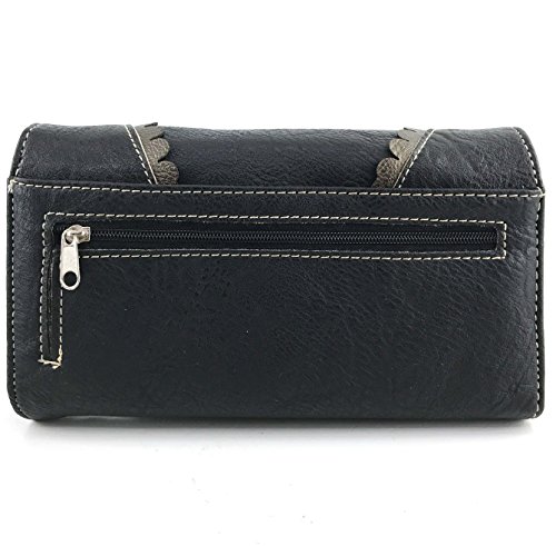 Justin West Horse Embroidery Studded Concealed Carry Handbag Purse Matching Wallet (Black Wallet)4