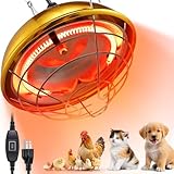 350W Heat Lamp for Chicken Coop, Carbon Fiber Brooder Heater with Even Heat & Dual Temperature Settings for Chicks, Duck, Poultry, All-Weather Chicken Coop Heater with Aluminum Alloy Housing