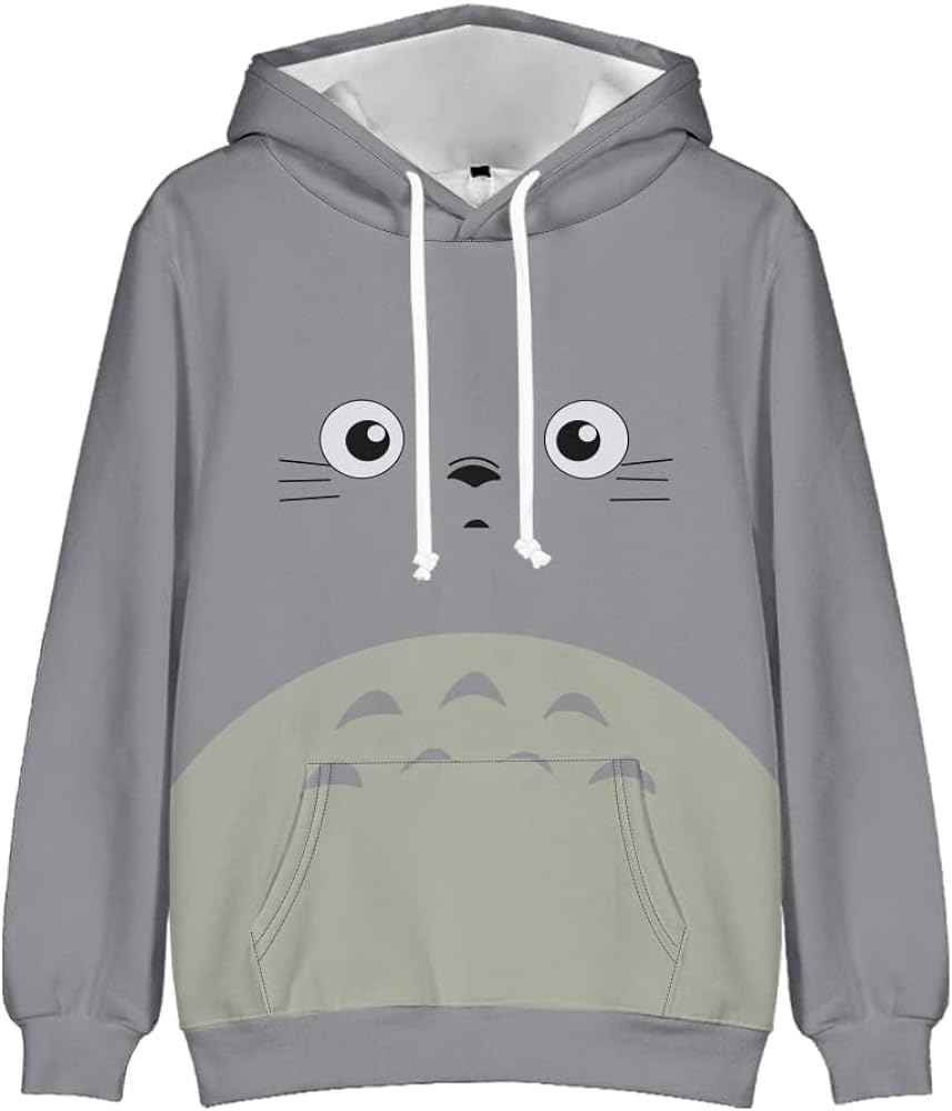 PqrxtfngTotoro 3D Printing Men/Women Autumn Fashion Kawaii Japanese Anime Hoodies Gift for Teens Long Sleeves Pocket Clothes