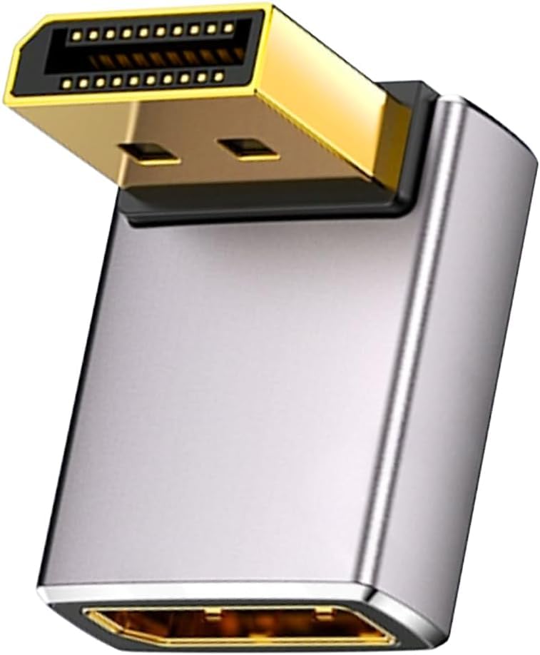 8k 90 degree display port 1.4 adapter (32.4gbps, 8k/60hz, 4k/144hz) displayport extender adapter, up angle dp male to female converter for pc, laptop (style 3)