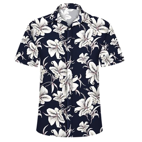 Image of Hawaiian Shirt for Men Tropical Shirts Summer Beach Button Down Short Sleeve Luau Aloha Floral Cruise Vacation Outfit 2026