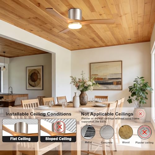 Ventilateur de plafond en bois LED dimmable et télécommande pour salon - 4