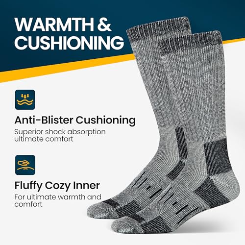 Image of Alvada Mens Merino Wool Crew Socks Thermal and Warm Socks for Winter Work Hiking Running 3 Pairs