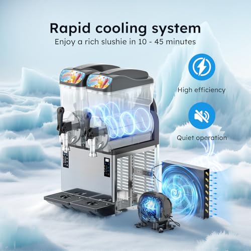 Image of 30L 8 Gal Commercial Margarita & Slushy Machine,1100W 110V Frozen Drink Maker Smoothie Machine for Bar,Electric Large Slushie Machine with Self-cleaning Mode,For Alcohol Beverage Cocktail Juice