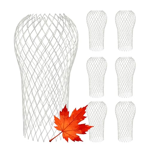 6 Pack Gutter Downspout Guards OLULU Aluminum Leaf Filter Gutter Downspout Screen Protector for Outdoor Rain System
