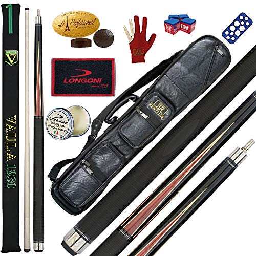 grandeemporio Stecca Biliardo 5 Birilli e 9 Birilli-Goriziana Tavolo Internazionale Vaula 2 Basic. Smontabile Calcio e Punta 100% Acero L. cm.141,5 Cuoio m.12,2 Omologata Coni FIBIS