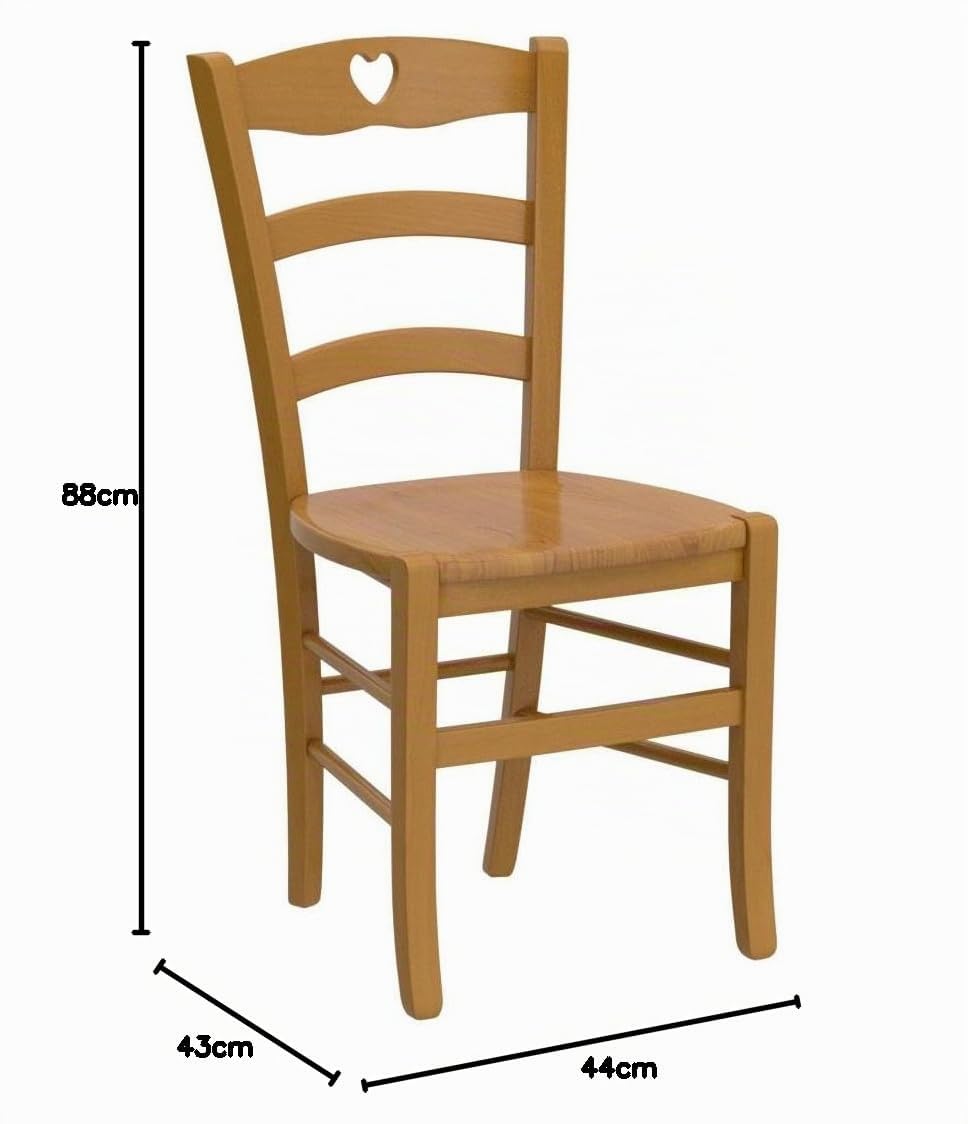 t m c s Tommychairs - Set 4 sillas Cuore para Cocina y Comedor, Estructura en Madera de Haya Color Roble y Asiento en Madera