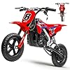 24V Kids Electric Dirt Bike - 250W Electric Motorcycle, 11 Mph Max Speed Electric Motorcycle Mini Bike with Music, 10 Miles Range, Twist Grip Throttle, Metal Suspension, Rubber Tires (Red)
