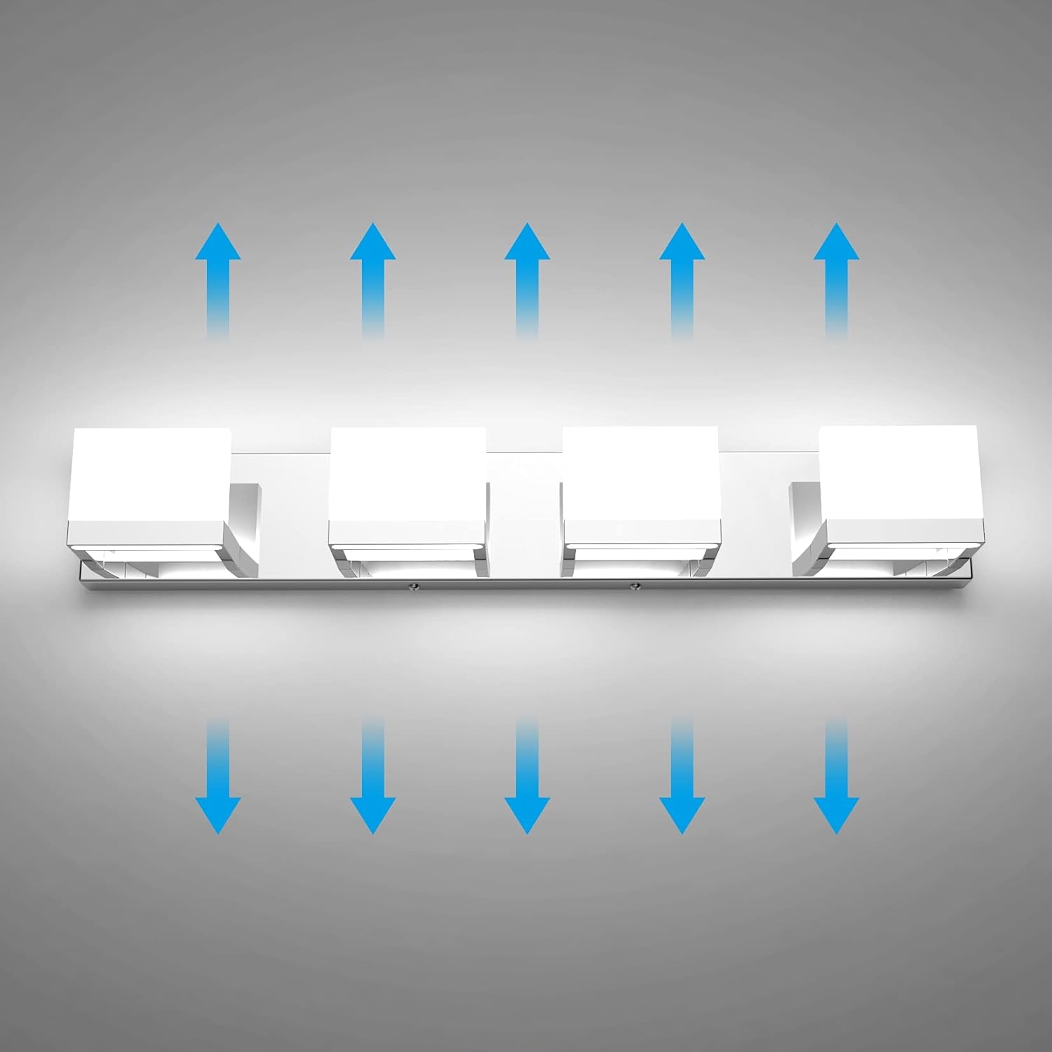 Tipace Dimmable Modern 4 Lights LED Vanity Light for Bathroom Up and Down Chrome Bathroom Wall Light Fixtures Over Mirror(White Light 6000K)