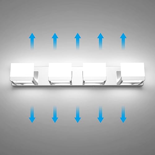 Miniatura 7 de Tipace - 4 Lámparas regulables de tocador, modernas, cromadas, con luz led arriba y abajo, para colocarlas en la pared o sobre el espejo del tocador