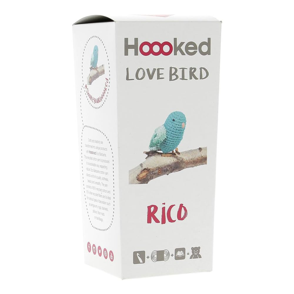 Hoooked Turkoise Agua Shades Diy Crochet Kit Love Bird Rico Lagoon