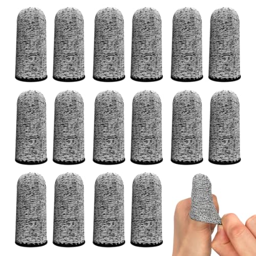 DLPRK 20 pezzi lettini per dita, proteggi dita mano, per il pollice riutilizzabile, antiscivolo, traspirante, resistente al taglio per lavoro, cucina, giardino, finger sleeves… (grigio)