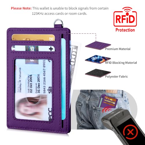 Image of Mayski Slim Wallet, Credit Card Holder for Women, Minimalist Front Pocket RFID Blocking Card Cases, Small Wallet Women Men(Cross Deep Purple)