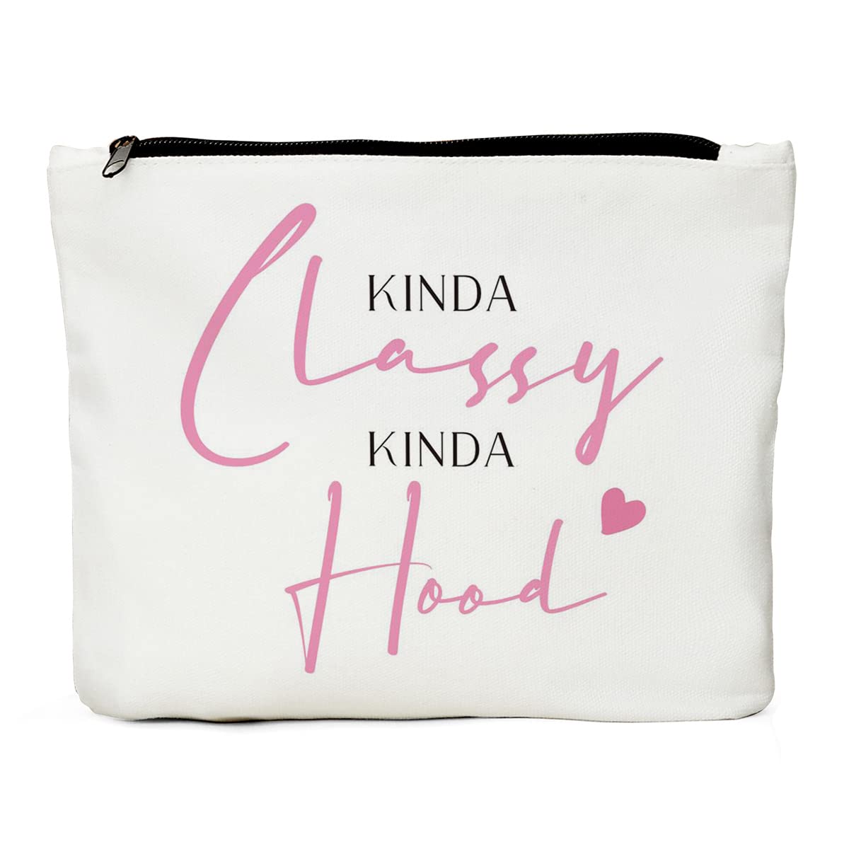 Funny Makeup Bag for Women Men-Kinda Classy Kinda Hood-Cool Makeup Bag for Women Men, Unique Novelty Idea for Women Men Her Him, Mom Dad Wife, Husband Boss, Sister, Brother, Aunt, Best Friend, BFF