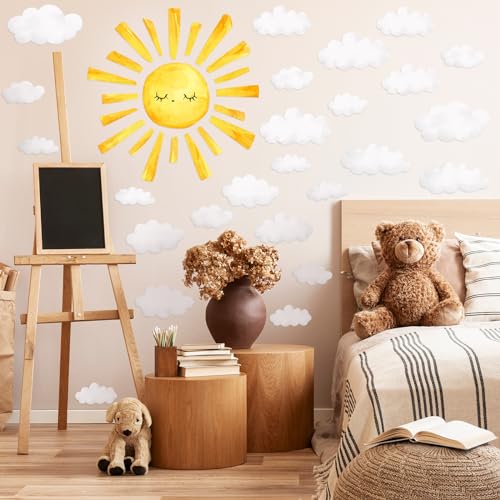 Vinilos decorativos sol y nubes estilo boho en acuarela miniatura 6