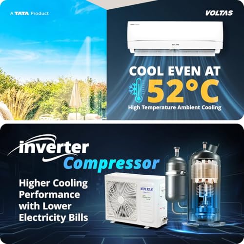 Image of Voltas Split Air Conditioner, 1.5 Ton, 3 Star - 183Inv Vectra Zenith Silver