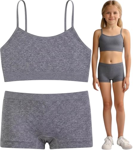 Image of ToBeInStyle Girl Pack of 6 Set Spaghetti Strap Training Bras & Boyshorts Bikinis