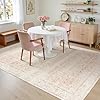 Pink Nursery Rug for Baby Girl 5 x 7 Neutral Blush Pink Boho Cute Floral Foldable Machine Washable Low Pile Soft Surface Carpet Area Rugs for Living Room Bedroom Dorm Kids Playroom,5x7 #4